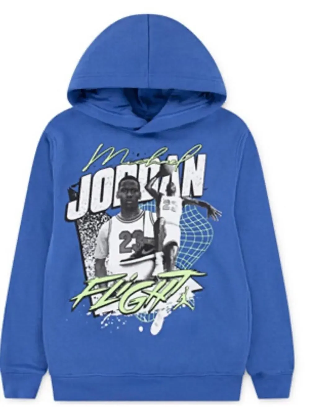 $55 Jordan Double Flight Graphic Hoodie 95F167-BB7 Blue Boys Girls GS Size L